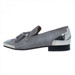 Pre Owned Christian Louboutin Grey Suede James Tassel Loafers Size 43