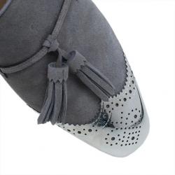 Pre Owned Christian Louboutin Grey Suede James Tassel Loafers Size 43