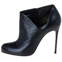 Pre Owned Christian Louboutin Black Leather Lisse Ankle Booties Size 38