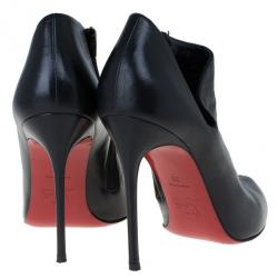 Pre Owned Christian Louboutin Black Leather Lisse Ankle Booties Size 38