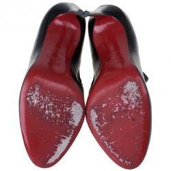 Pre Owned Christian Louboutin Black Leather Lisse Ankle Booties Size 38