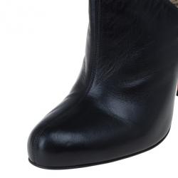 Pre Owned Christian Louboutin Black Leather Lisse Ankle Booties Size 38