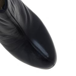 Pre Owned Christian Louboutin Black Leather Lisse Ankle Booties Size 38