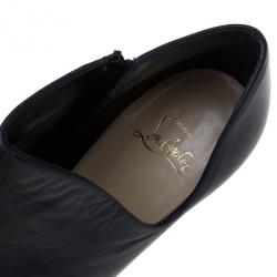 Pre Owned Christian Louboutin Black Leather Lisse Ankle Booties Size 38