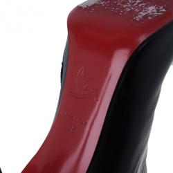 Pre Owned Christian Louboutin Black Leather Lisse Ankle Booties Size 38