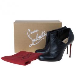 Pre Owned Christian Louboutin Black Leather Lisse Ankle Booties Size 38
