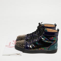 Christian Louboutin Multicolor Patent Louis Spikes Cap Toe High Top Sneakers Size 45