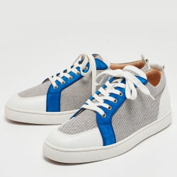 Christian Louboutin Multicolor Canvas and Leather Rantulow Low Top Sneakers Size 44