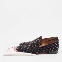 مملوكة مسبقًا Christian Louboutin Black Suede Spike Loafers Size 41