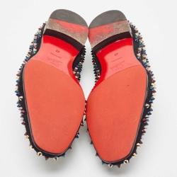 مملوكة مسبقًا Christian Louboutin Black Suede Spike Loafers Size 41