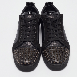 Christian Louboutin Black Lurex Louis Junior Spikes Orlato Sneakers Size 42