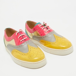 Pre Owned Christian Louboutin Multicolor Brogue Leather Golfito Wingtip Sneakers Size 43