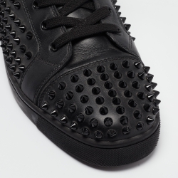 Christian Louboutin Black Leather Louis Spikes High Top Sneakers Size 42.5