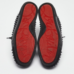 Christian Louboutin Black Leather Louis Spikes High Top Sneakers Size 42.5