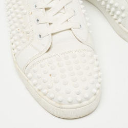 Christian Louboutin White Leather Louis Spikes High Top Sneakers Size 42.5