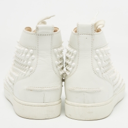 Christian Louboutin White Leather Louis Spikes High Top Sneakers Size 42.5