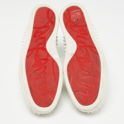 Christian Louboutin White Leather Louis Spikes High Top Sneakers Size 42.5