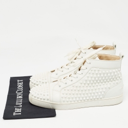 Christian Louboutin White Leather Louis Spikes High Top Sneakers Size 42.5