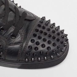 Christian Louboutin Black Leather Louis Spikes Sneakers Size 41.5