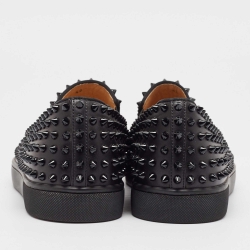 Christian Louboutin Black Leather Spike Roller Boat Sneakers Size 42