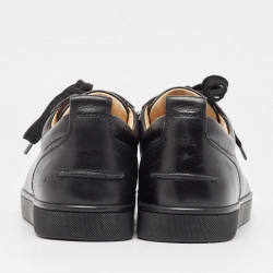 Pre Owned Christian Louboutin Black Leather Louis Junior Spikes Sneakers Size 41