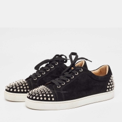 Pre Owned Christian Louboutin Black Suede Vieira 2 Sneakers Size 42