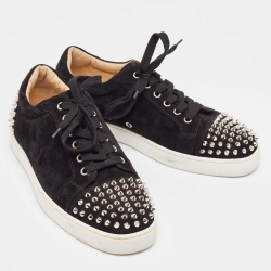 Pre Owned Christian Louboutin Black Suede Vieira 2 Sneakers Size 42