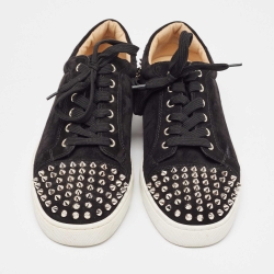 Pre Owned Christian Louboutin Black Suede Vieira 2 Sneakers Size 42