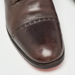 Christian Louboutin Brown Brogue Leather Toerless Boots Size 45