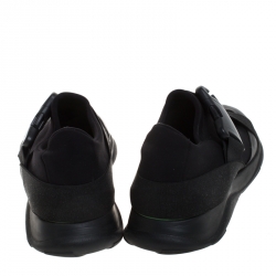 Christopher Kane Black Nylon Safety Buckle High Top Slip On Sneakers Size 43