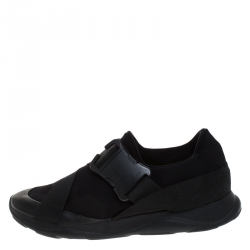 Christopher Kane Black Nylon Safety Buckle High Top Slip On Sneakers Size 43