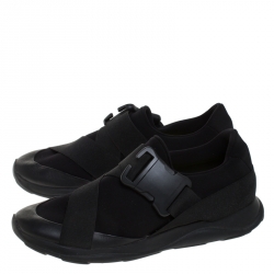 Christopher Kane Black Nylon Safety Buckle High Top Slip On Sneakers Size 43