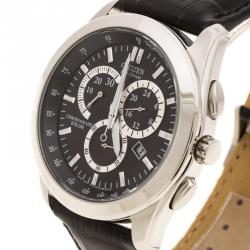 Pre Owned Citizen Black Stainless Steel AT1180-05E Eco Drive Chronograph Men's Wristwatch 42MM