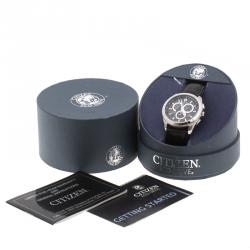 Pre Owned Citizen Black Stainless Steel AT1180-05E Eco Drive Chronograph Men's Wristwatch 42MM