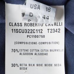 Class By Roberto Cavalli Navy Blue Cotton Silk Embroidered Long Sleeve Shirt L