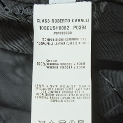 Class by Roberto Cavalli Black Studded & Beaded Leather Biker Jacket M