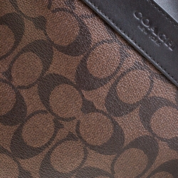 Coach Brown/Black Signature Coated Canvas and Leather Flight Messenger Bag