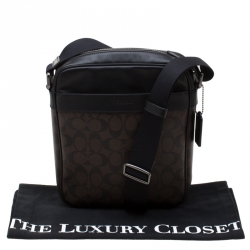 Coach Brown/Black Signature Coated Canvas and Leather Flight Messenger Bag