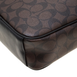 Coach Brown/Black Signature Coated Canvas and Leather Flight Messenger Bag