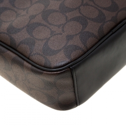Coach Brown/Black Signature Coated Canvas and Leather Flight Messenger Bag