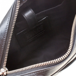 Coach Black Signature Embossed Leather Flight Messenger Bag