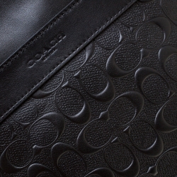 Coach Black Signature Embossed Leather Flight Messenger Bag