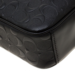 Coach Black Signature Embossed Leather Flight Messenger Bag