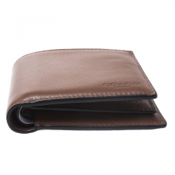 Coach Brown Leather ID Compact Bifold Wallet