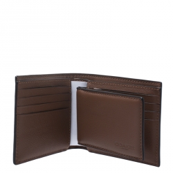 Coach Brown Leather ID Compact Bifold Wallet