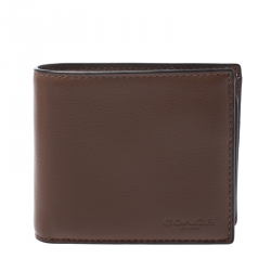 Coach Brown Leather ID Compact Bifold Wallet