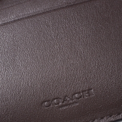 Coach Dark Brown Signature Leather Compact Bifold Wallet