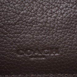 Pre Owned Coach Dark Brown Leather Compact Bifold Wallet