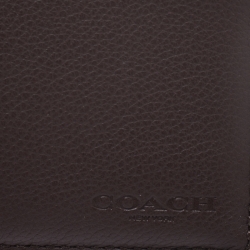 Pre Owned Coach Dark Brown Leather Compact Bifold Wallet