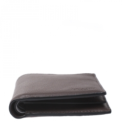 Pre Owned Coach Dark Brown Leather Compact Bifold Wallet